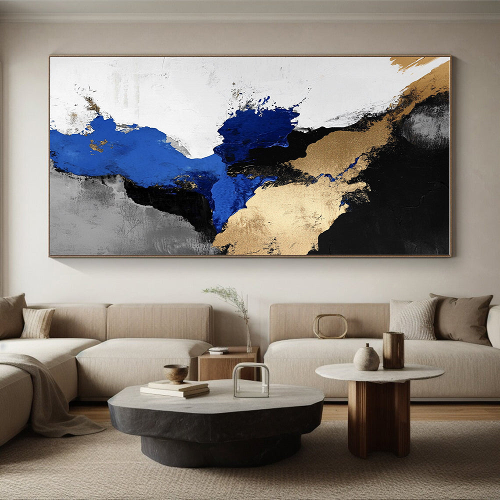 Blue Gold Abstract with Black White and Gray Background GER365