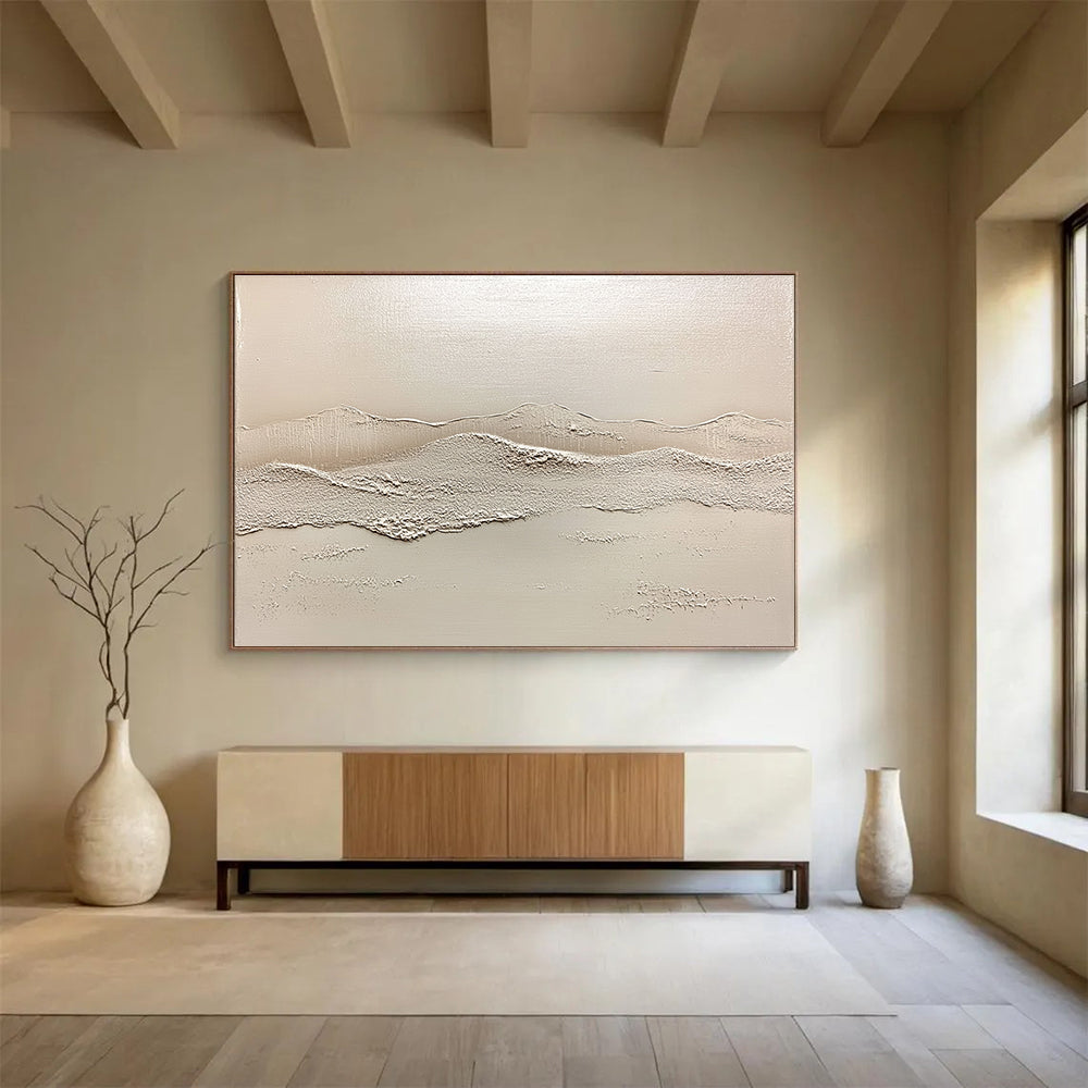 Minimalist Textured Mountains Abstract Painting in Neutral Tones DYP619