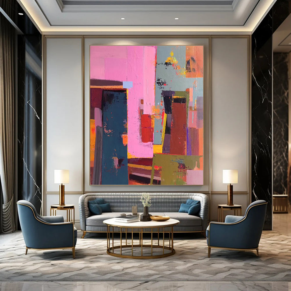 Colorful Block - style Abstract Painting for Modern Spaces ADGE050