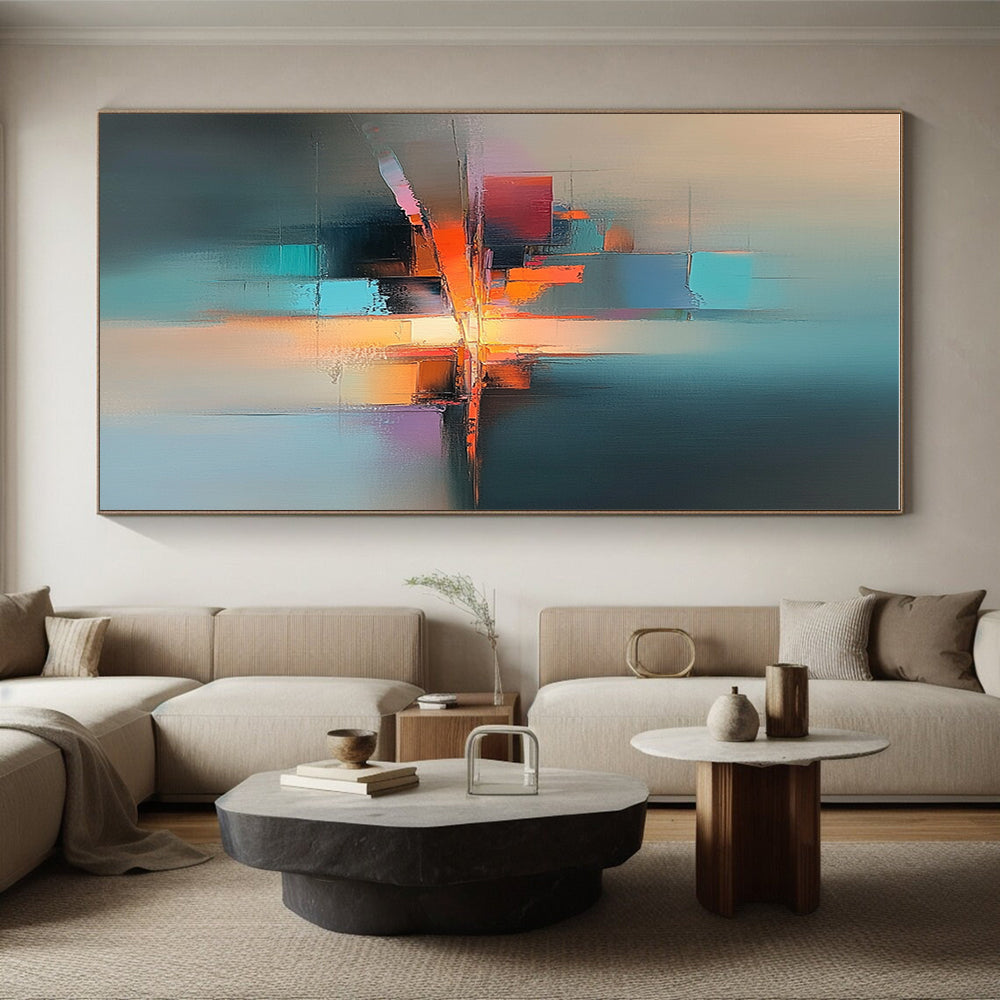 Colorful Cityscape Abstract Painting with Reflective Elements GER185