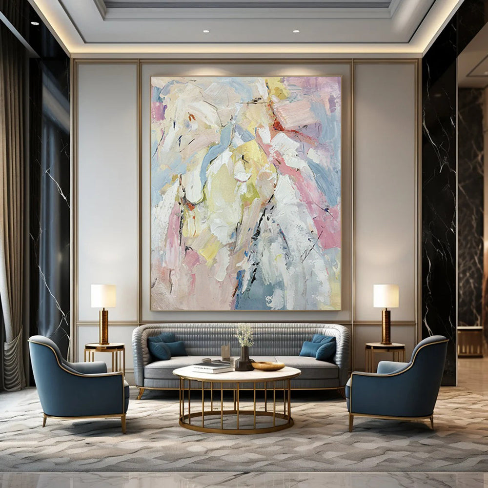 Oversized Abstract Hand - Painted Murals for Cottage Dining Room & Hallway DLZ0554