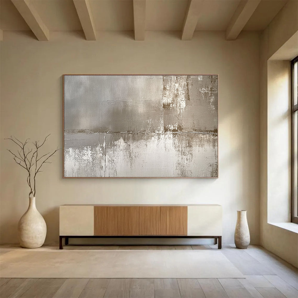 Gray Beige Textured - Industrial Abstract Painting DYP037