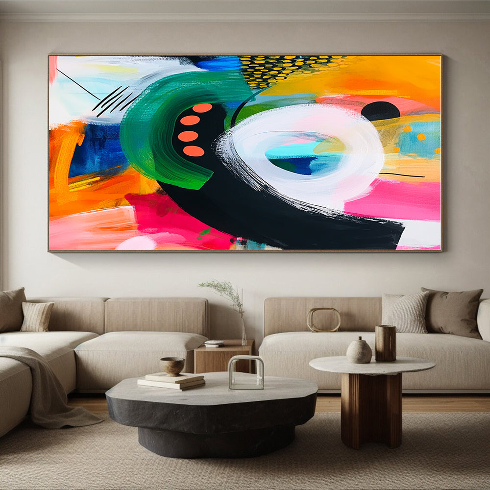Playful Color Block Abstract Painting with Bold Shapes GER082