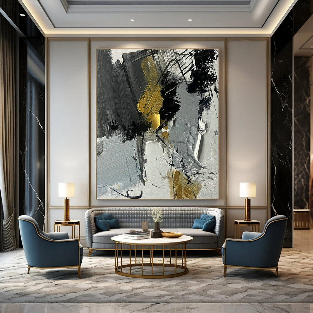 Custom Hand-Painted Abstract Canvas for Bedroom Alcove and Living Room Bay Window DLZ1674