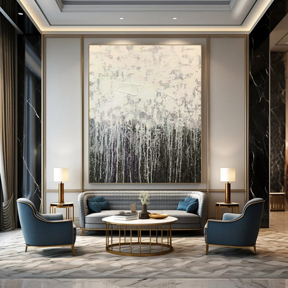 Hand - Painted Custom Abstract Canvases for Cottage Living Room Fireplace Screen Panels & Dining Room Buffet Cabinet Legs DLZ0890