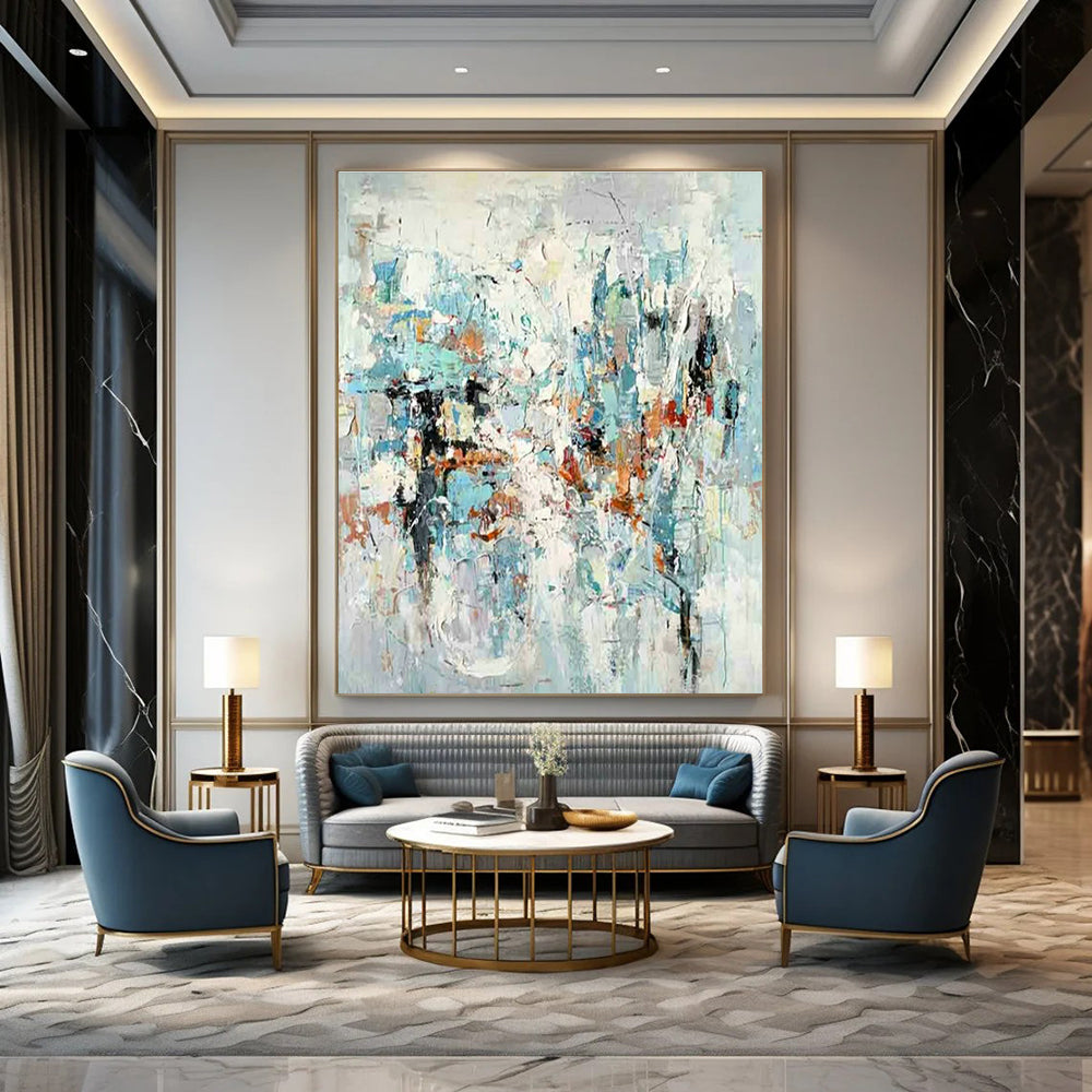 Large Hand-Painted Abstract Painting for Cottage Bedroom Pillow Storage Wall & Hallway Coat Hanger Rod Wall DLZ1777