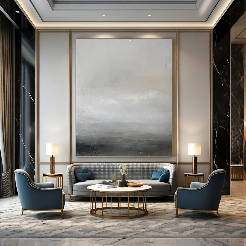 Monochromatic Gray Abstract Painting with Subtle Textures ADGE064