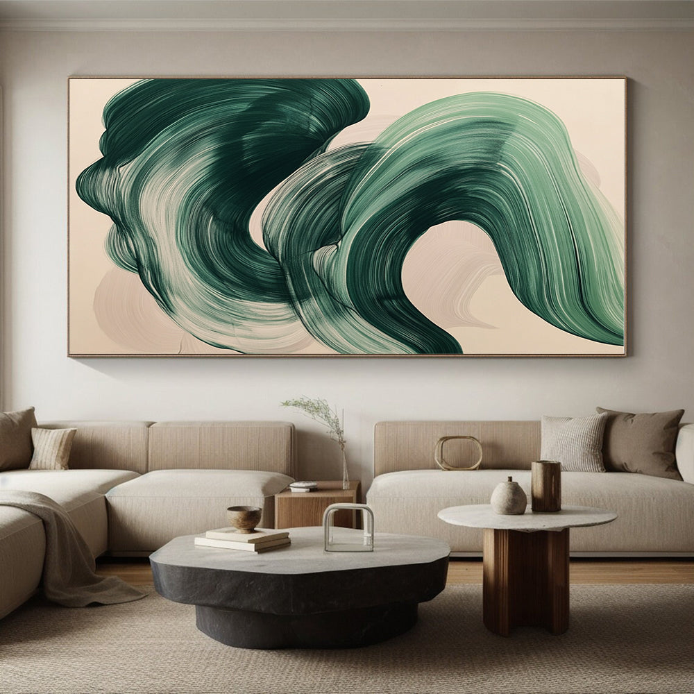 Green Swirl Abstract Painting with Smooth Strokes GER788