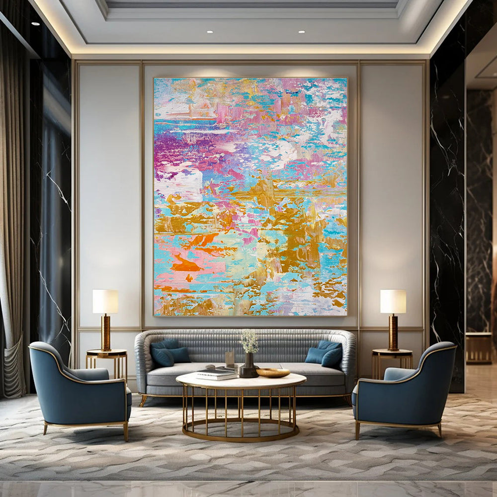 Pastel - Gold Abstract Painting with Layered Colors ADGE464