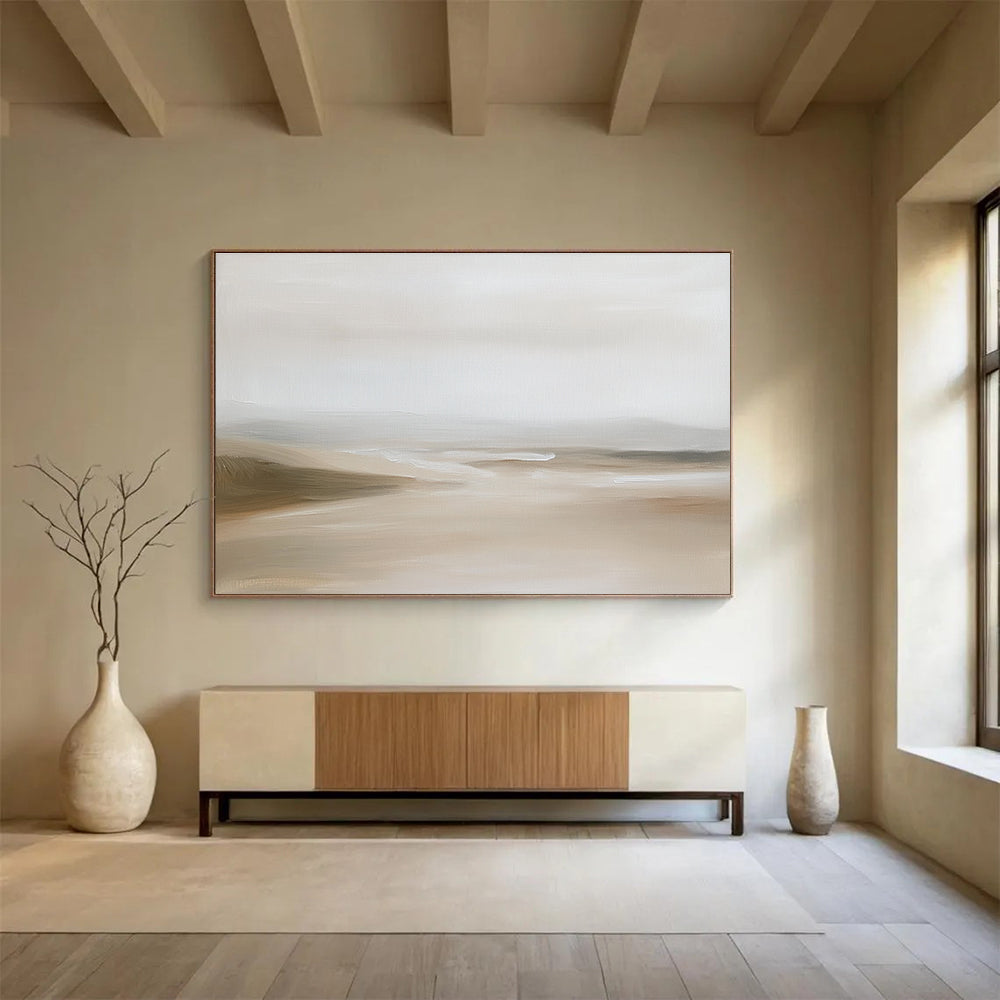 Minimalist Beige Landscape Abstract Painting with Soft Hues DYP592