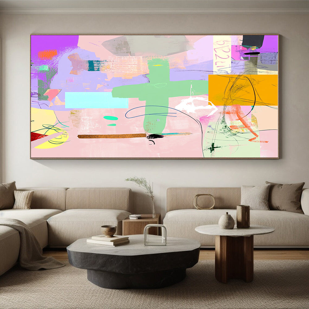 Playful Mixed Media Abstract Collage with Diverse Colors GER209