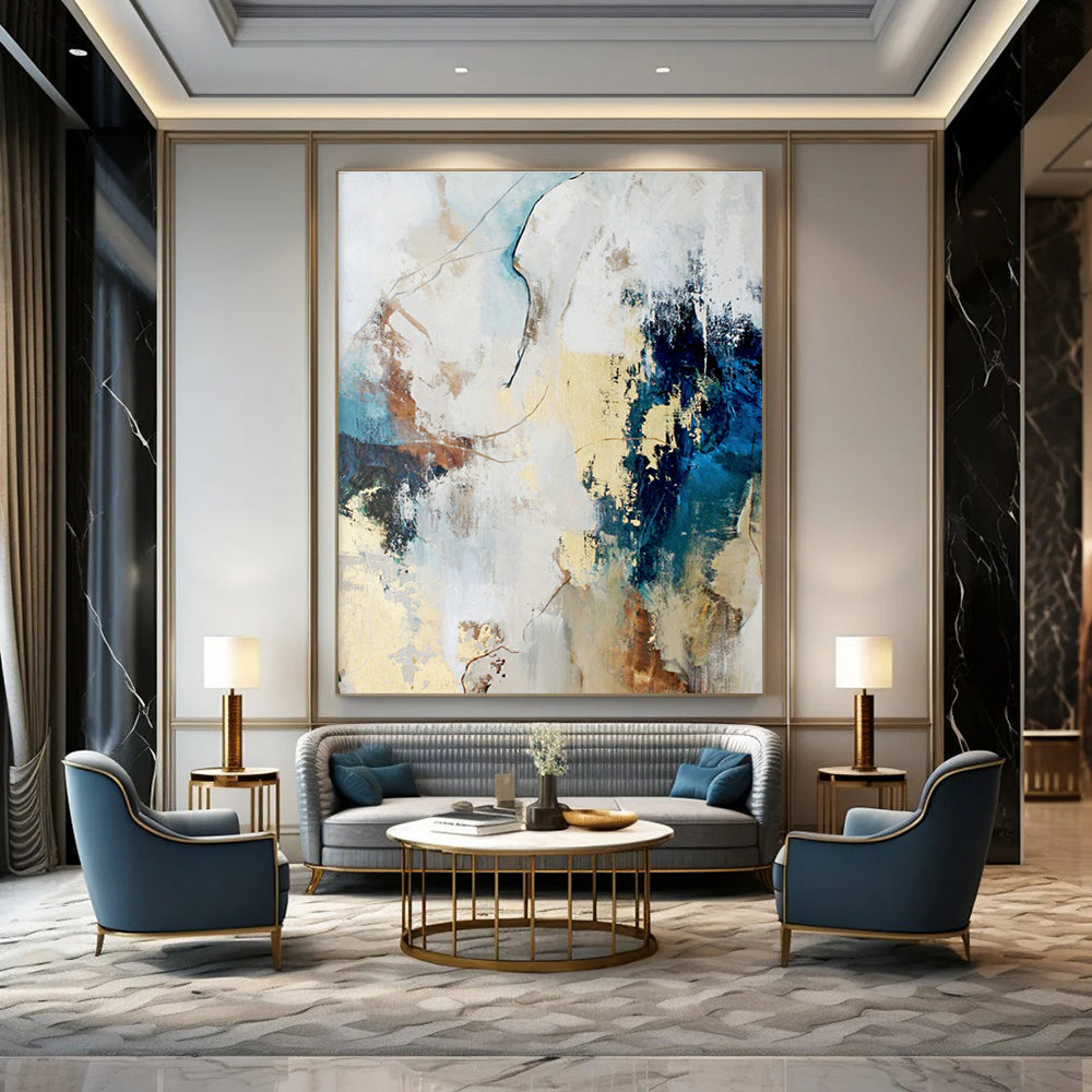 Large-Scale Custom Abstract Canvas for Entryway & Dining Room DLZ1025