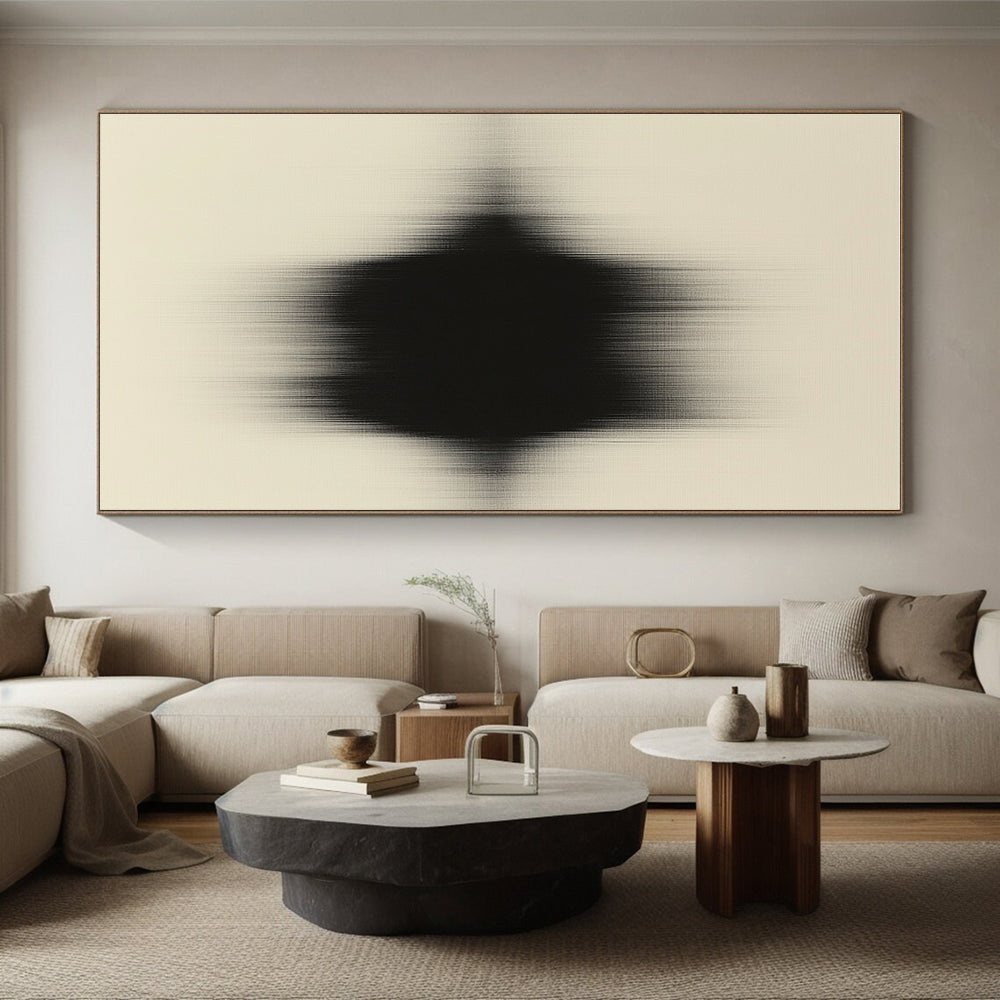 Black Beige Blurred Shape Abstract Painting GER844