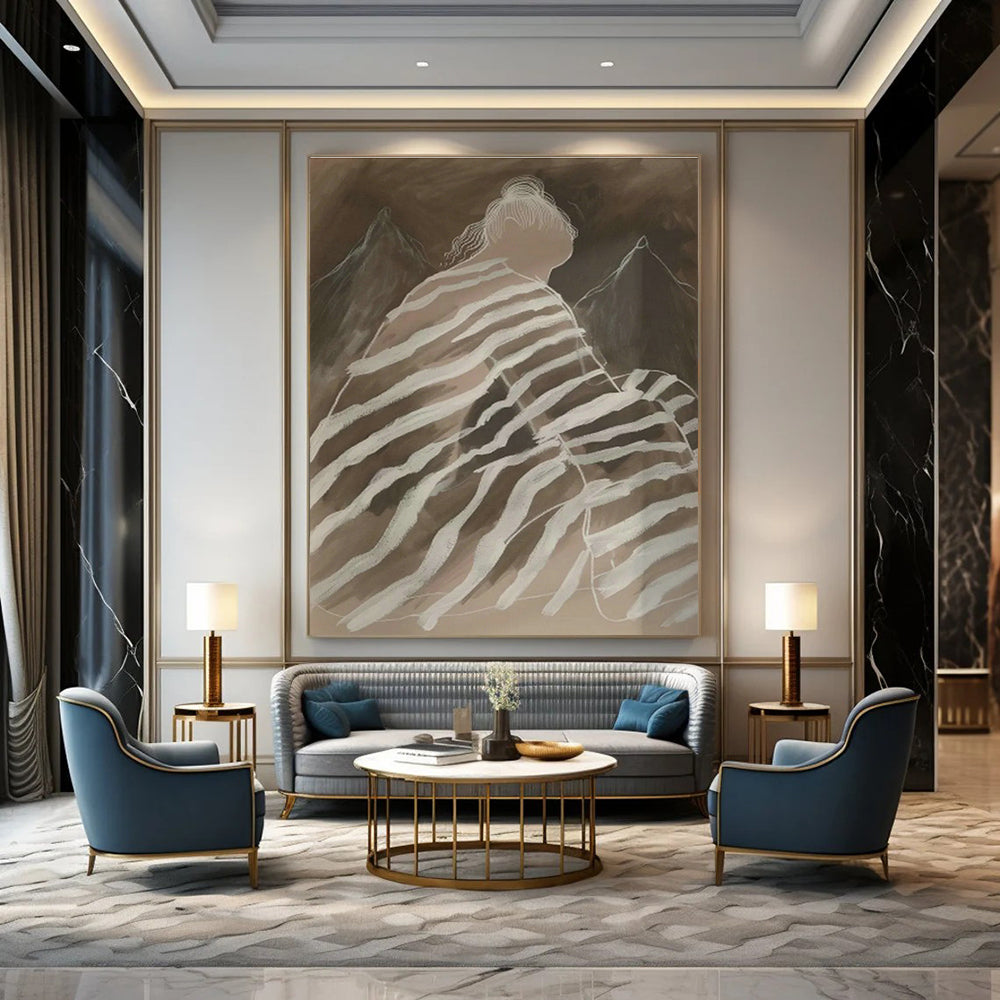 Grand - Sized Hand - Painted Abstract Murals for Cottage Living Room Fireplaces & Bedroom Fire Screens DLZ0685