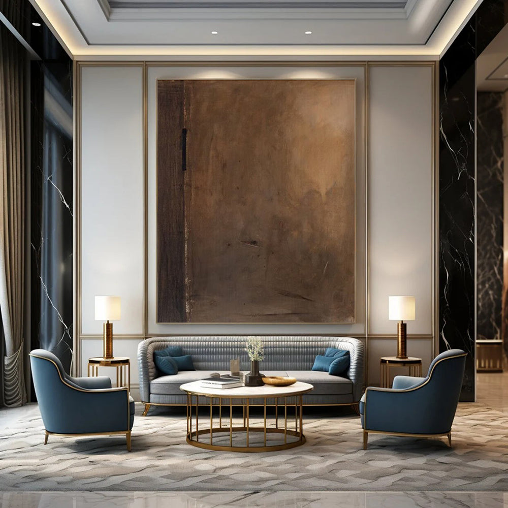 Muted Brown Abstract Painting with Subtle Details ADGE514