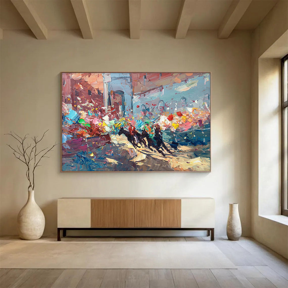 Colorful Street Race Scene Abstract Painting THY471