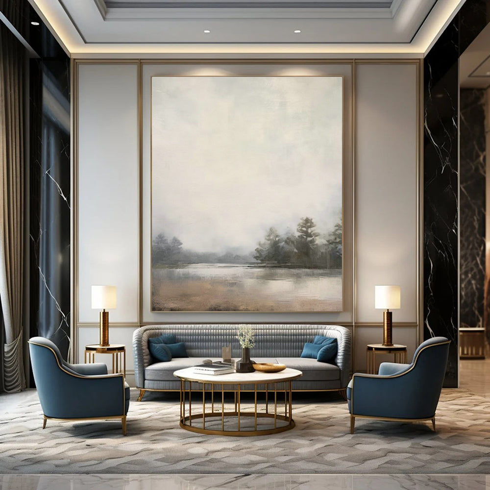 Massive Custom Hand - Painted Abstract Murals for Living Room Entertainment Center Shelves & Cottage Outdoor Grill Stations DLZ0720