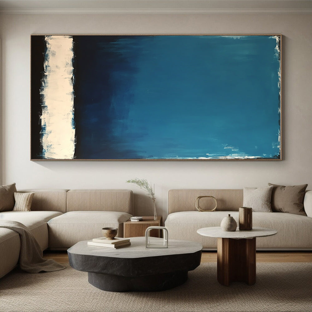 Blue and White Gradient Abstract Painting with Thick Brushstrokes GER027