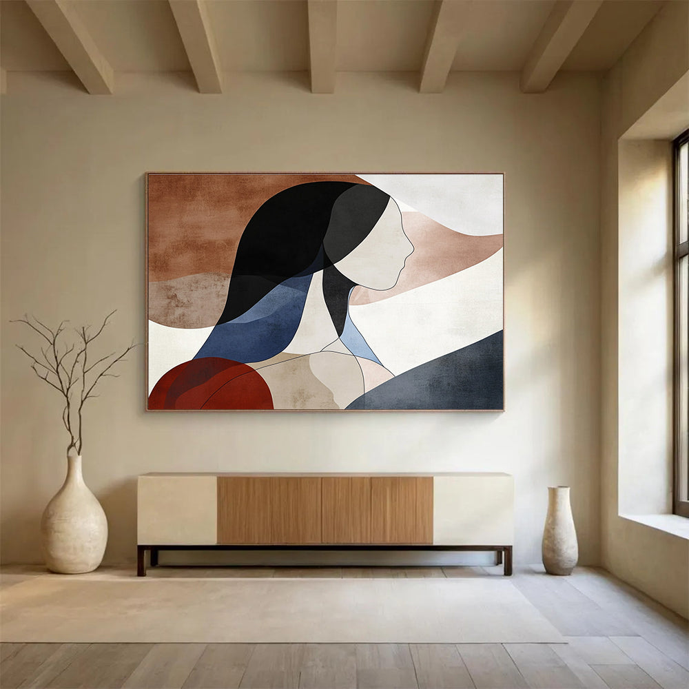 Abstract Female Figure Painting with Geometric Shapes DYP457