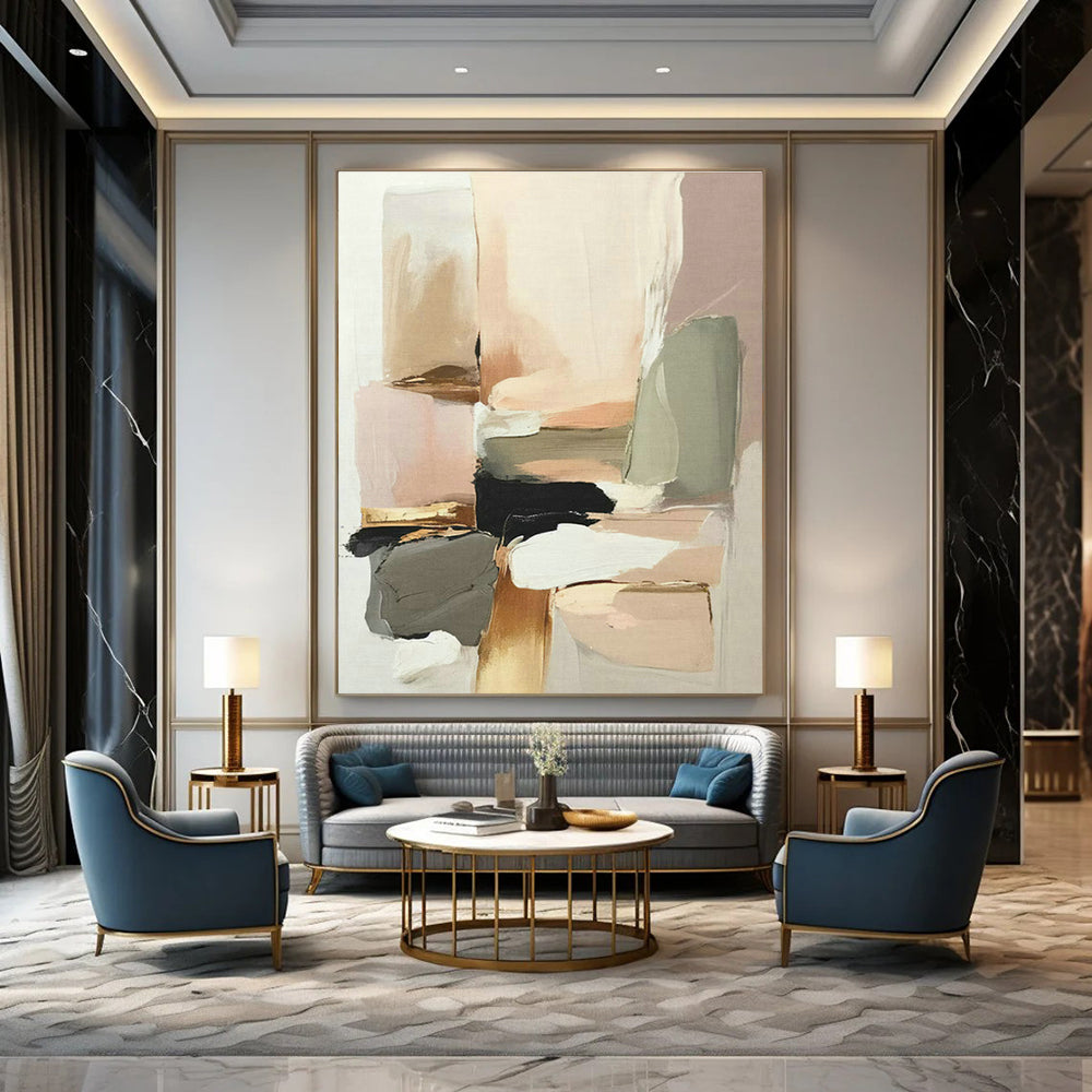 Large Hand-Painted Abstract Art for Living Room and Cottage Entryway DLZ1617