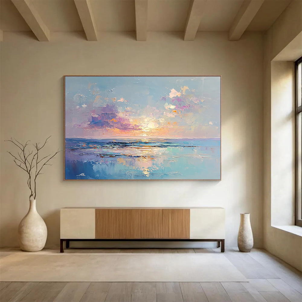 Colorful Sunset Sea - Impressionist Abstract Painting DYP010