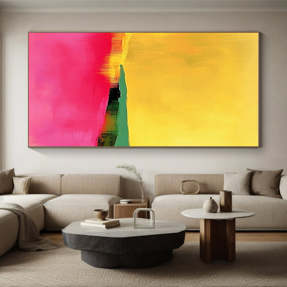 Yellow Pink and Green Abstract Landscape Painting GER190