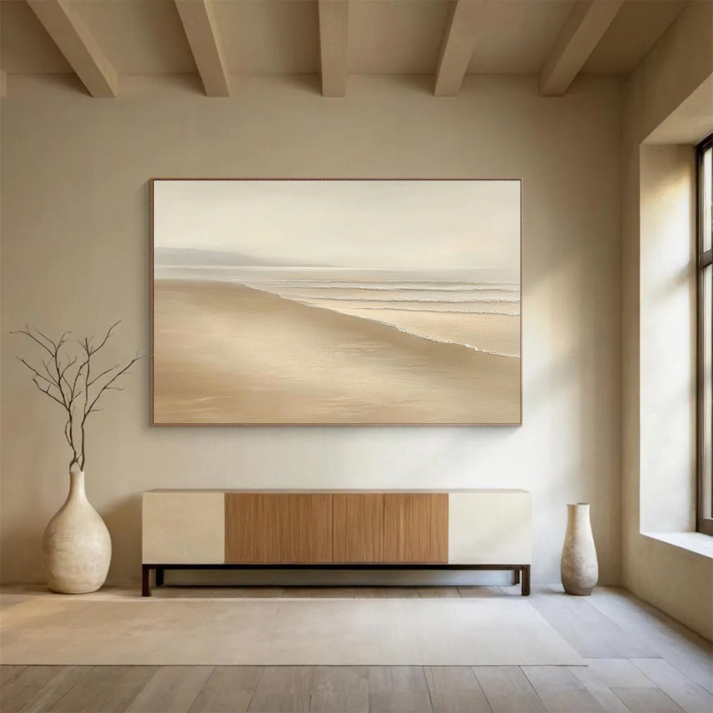 Minimalist Beach - Serene Neutral Abstract Painting DYP016