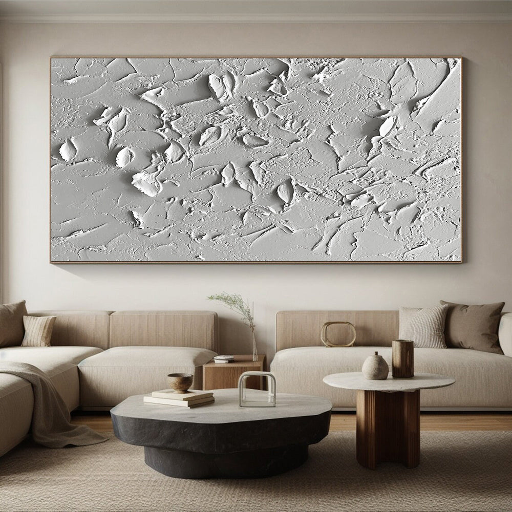 Gray Textured Abstract Painting with Rugged Surfaces GER093