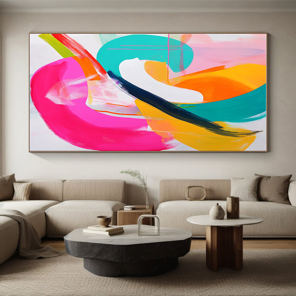 Colorful Curves Abstract Painting with Vivid Shapes GER731