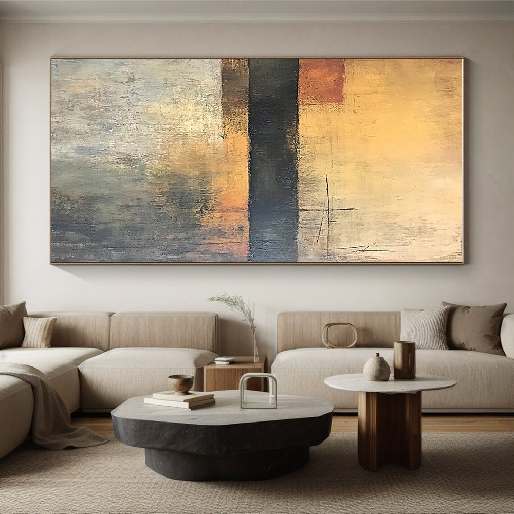 Earth Tone Minimalist Abstract Painting with Subtle Lines GER762