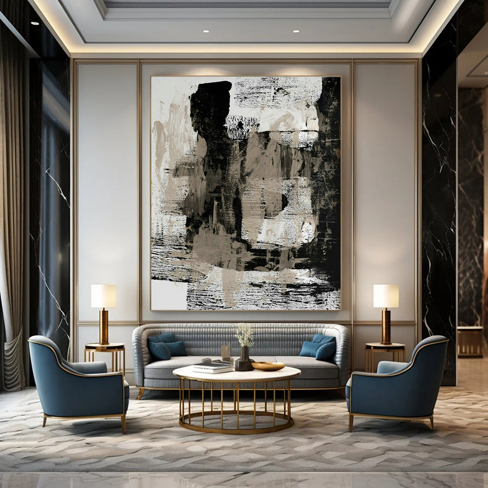 Hand-Painted Abstract Color Canvas Mural, Presenting Personalized Art for Living Room and Entrance DLZ0974