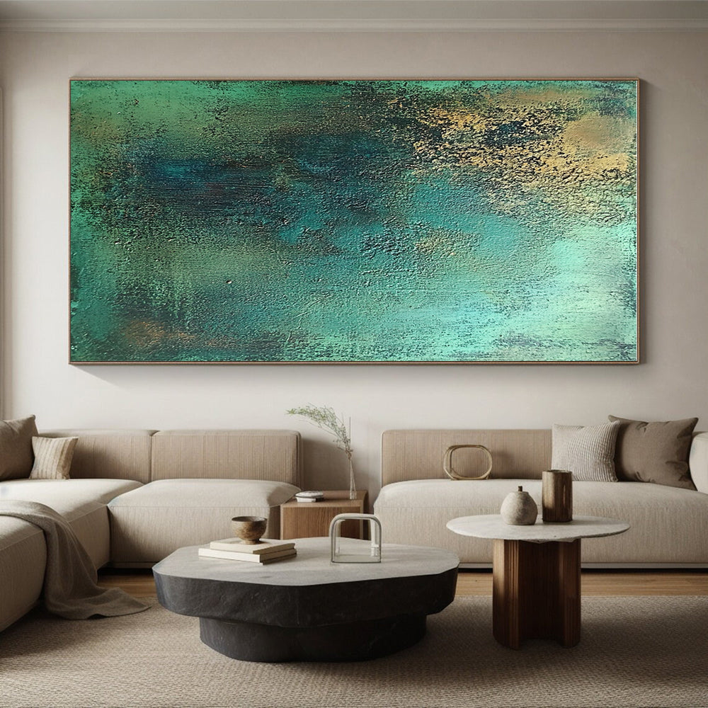 Teal and Gold Textured Abstract with Earthy Accents GER286