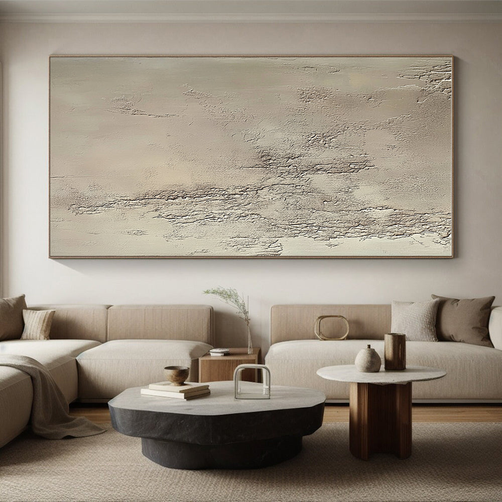 Textured Beige Abstract Art Resembling Plastered Wall GER271