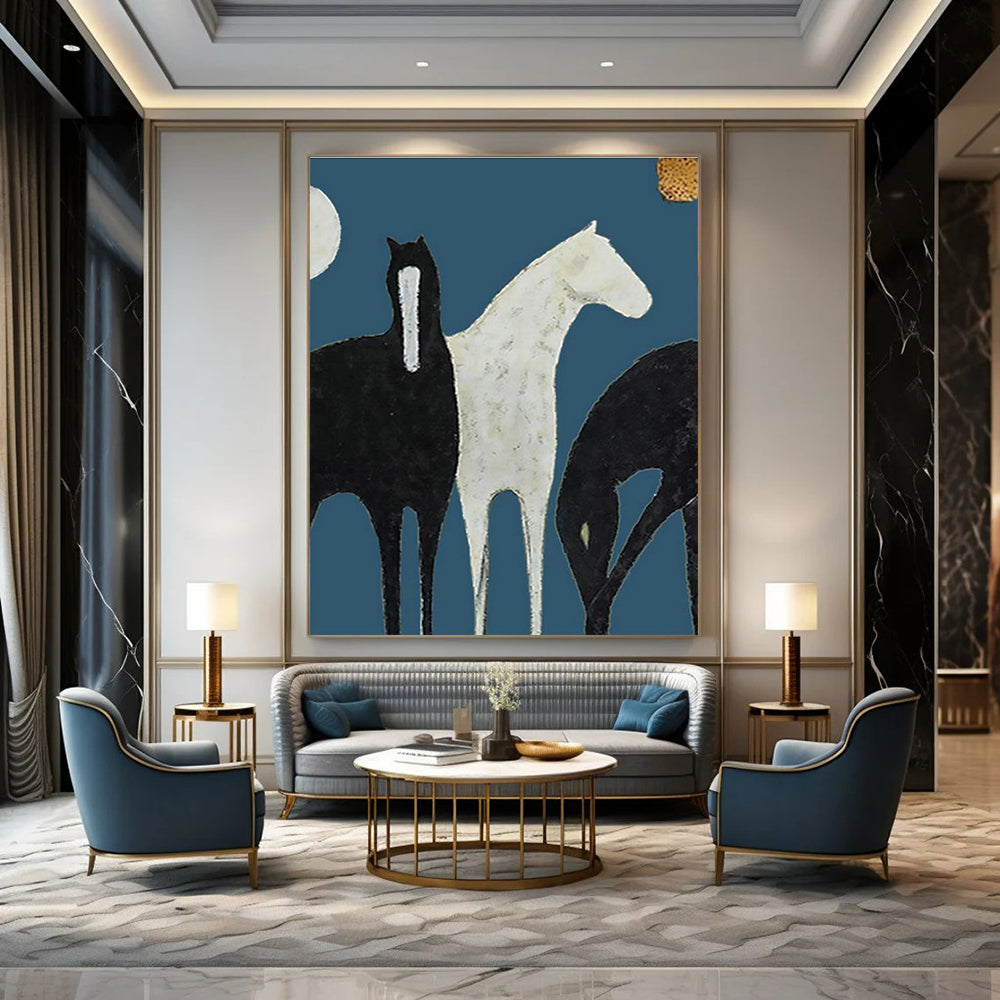 Large Custom - Sized Handmade Abstract Painting for Living Room and Dining Room DLZ2140