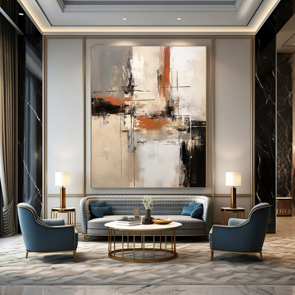 Earth - Toned Abstraction with Gray, Orange, and Beige ADGE112