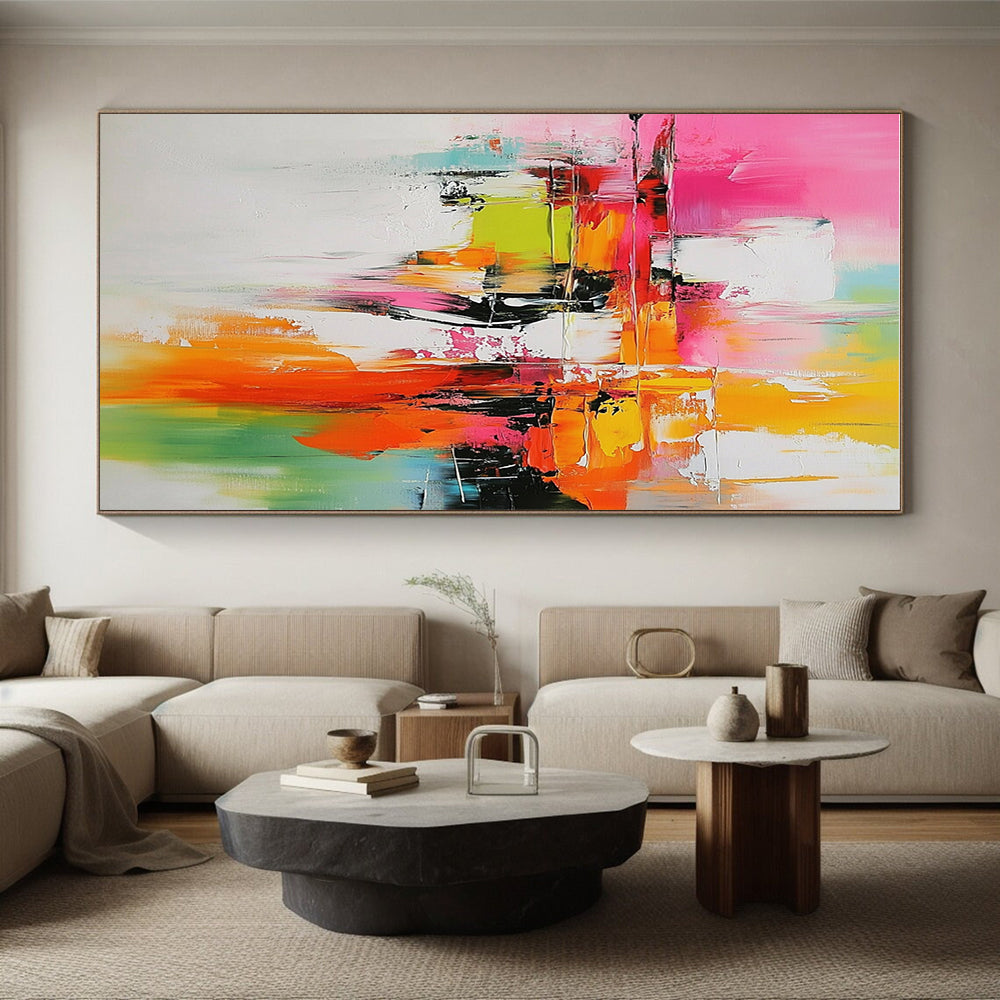 Vivid Color Block Abstract Painting with Bold Contrasts GER684