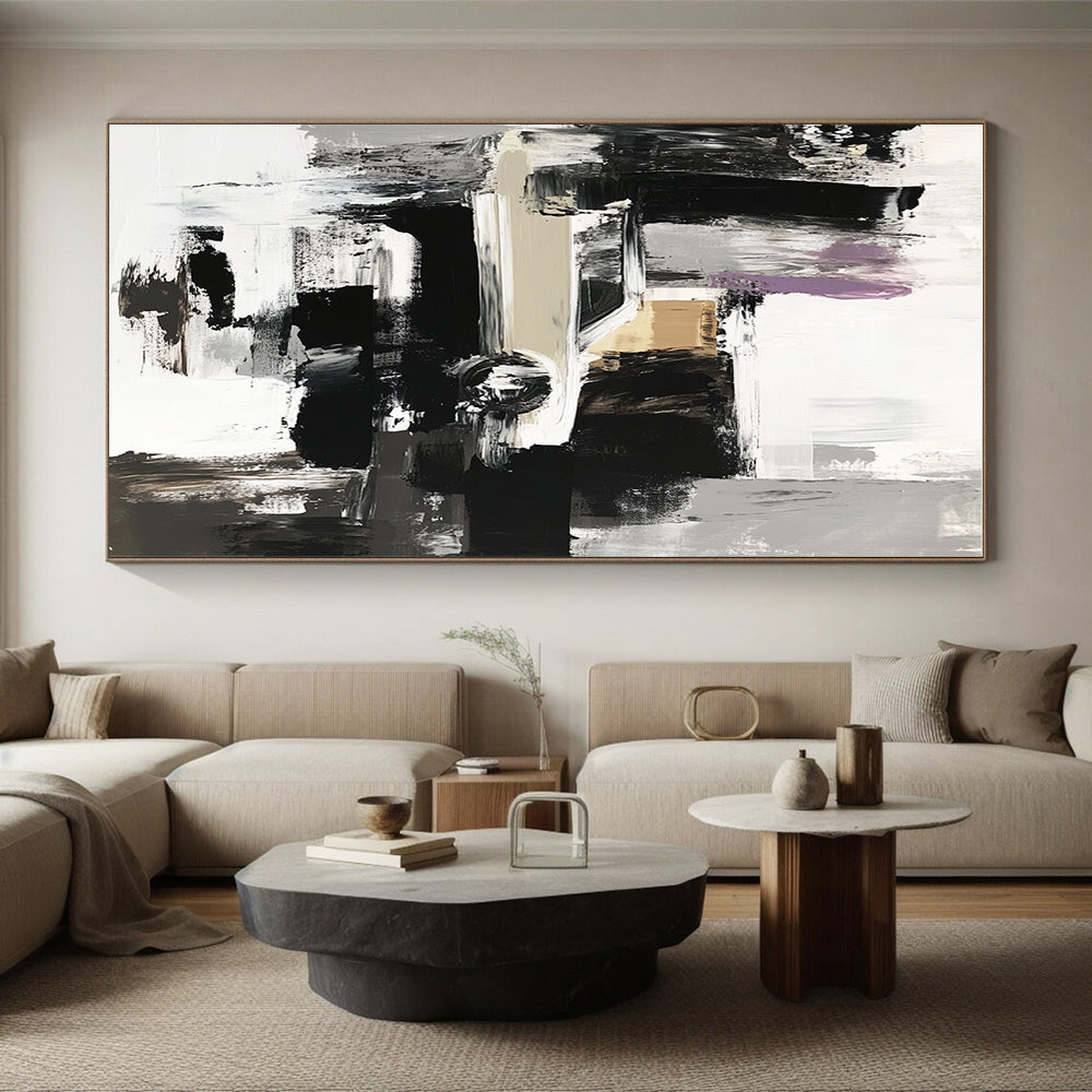 Abstract Car Scene Painting with Neutral and Purple Tones GER360