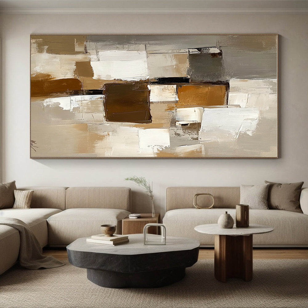 Geometric Abstract with Brown White and Gray GER337