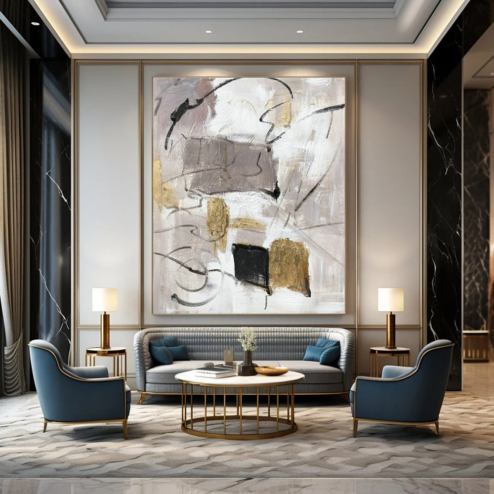 Large Hand-Painted Abstract Painting for Office & Hallway DLZ1292