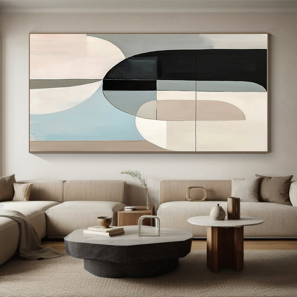 Multicolor Geometric Abstract Painting with Interlocking Shapes GER169
