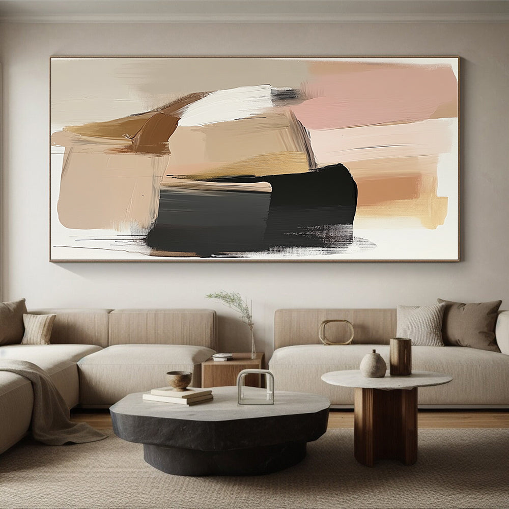 Neutral Tones Geometric Abstract Painting with Soft Color Blocks GER771