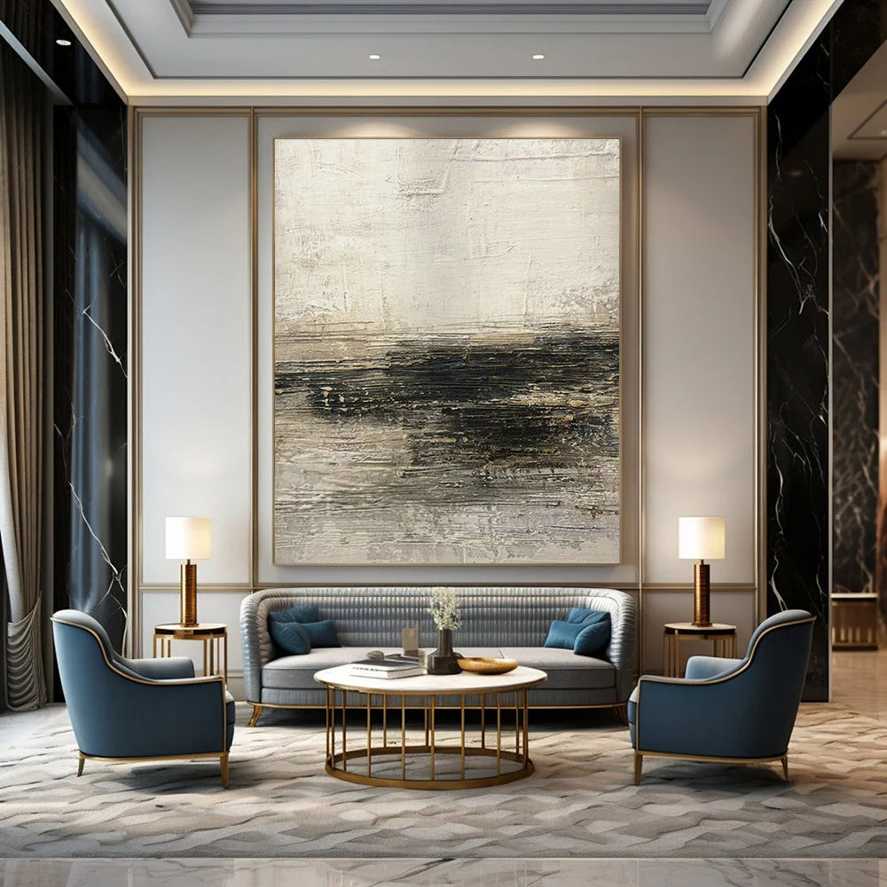 Oversized Custom Hand-Painted Abstract Canvas for Cottage Living Room Firewood Storage Nook and Office Supply Cabinet Wall DLZ1883