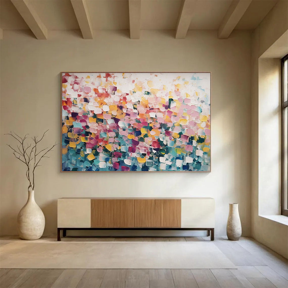 Vibrant Color Block Abstract Painting with Mixed Bright Colors THY162