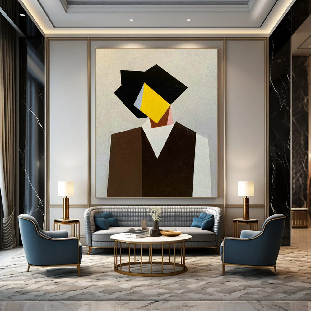 Large Hand - Painted Abstract Canvases for Hallway and Office DLZ0760