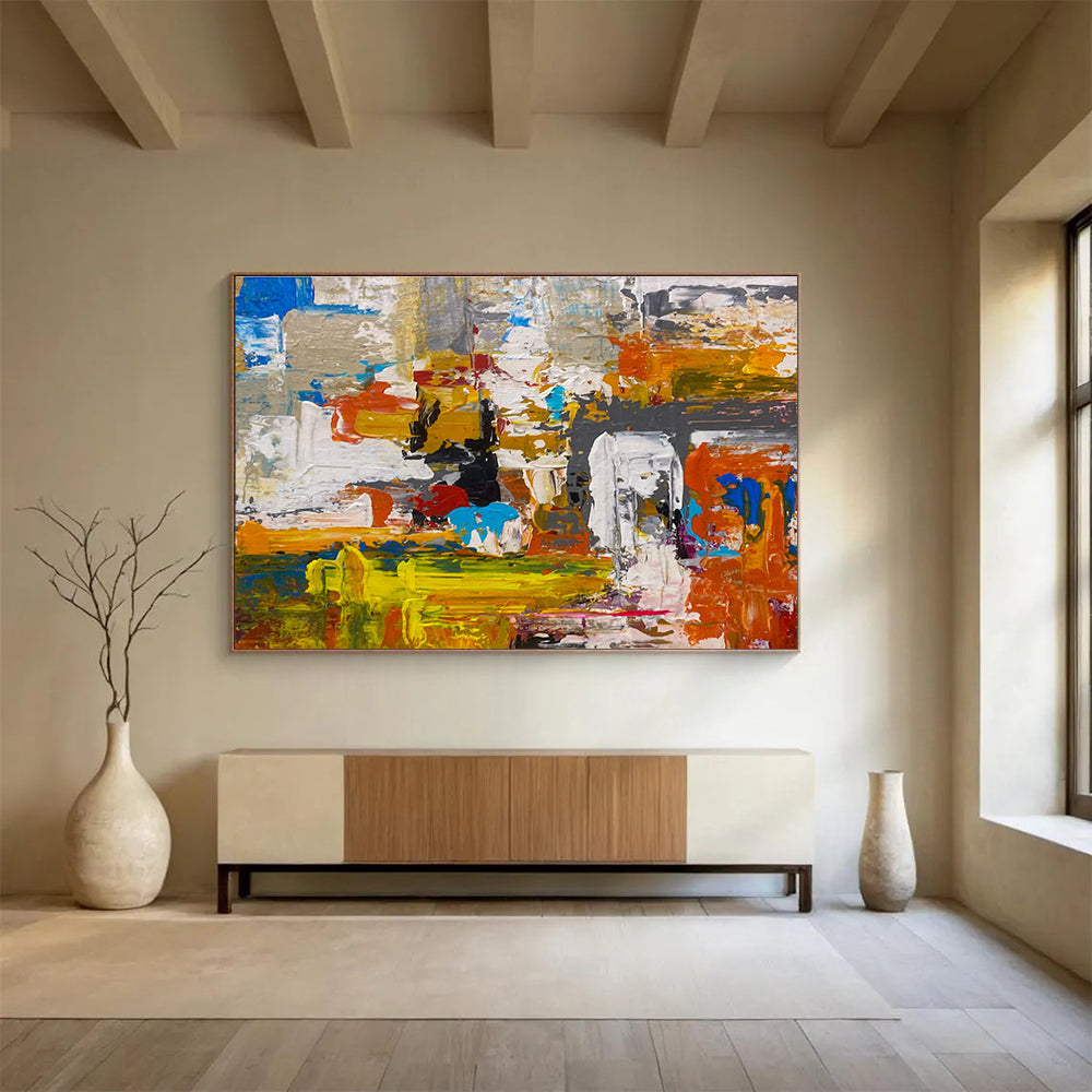 Color Block Abstract Painting with Bold Color Combinations THY335