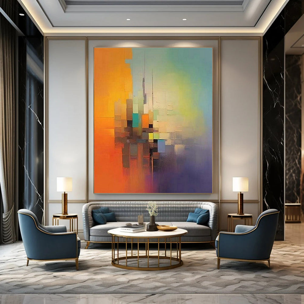 Extra - Large Custom Hand - Painted Abstract Painting for Cottages, Create a Distinctive Living Space DLZ0363