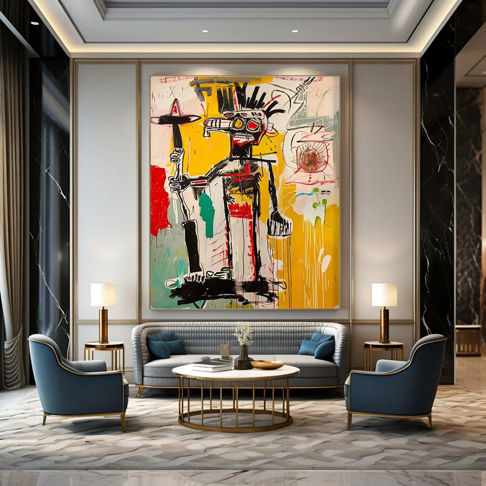 Tribal - Inspired Figure with Bold Lines Abstract Painting ADGE103