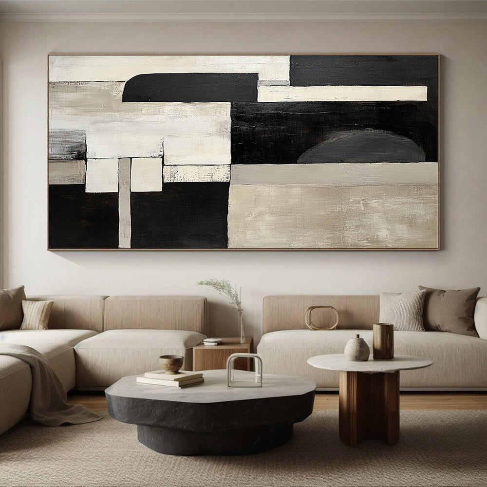 Geometric Neutral Abstract Painting with Clean Lines GER532