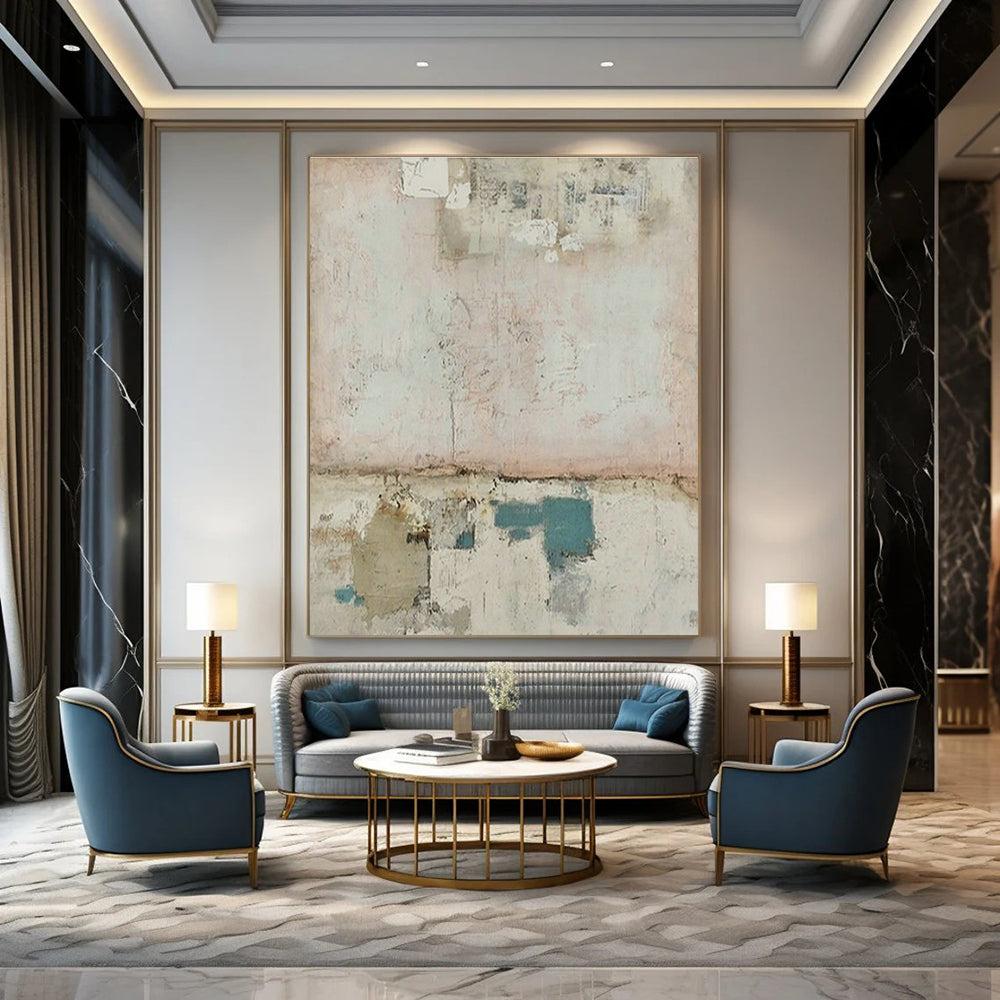 Oversized Custom Handmade Abstract Painting for Cottage Office Standing Desk Wall and Bedroom Yoga Mat Storage Niche DLZ1851