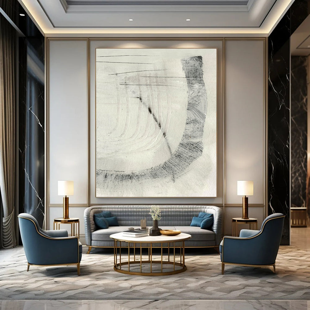 Monochromatic Abstract with Linear Textures and Intricate Patterns Painting ADGE214
